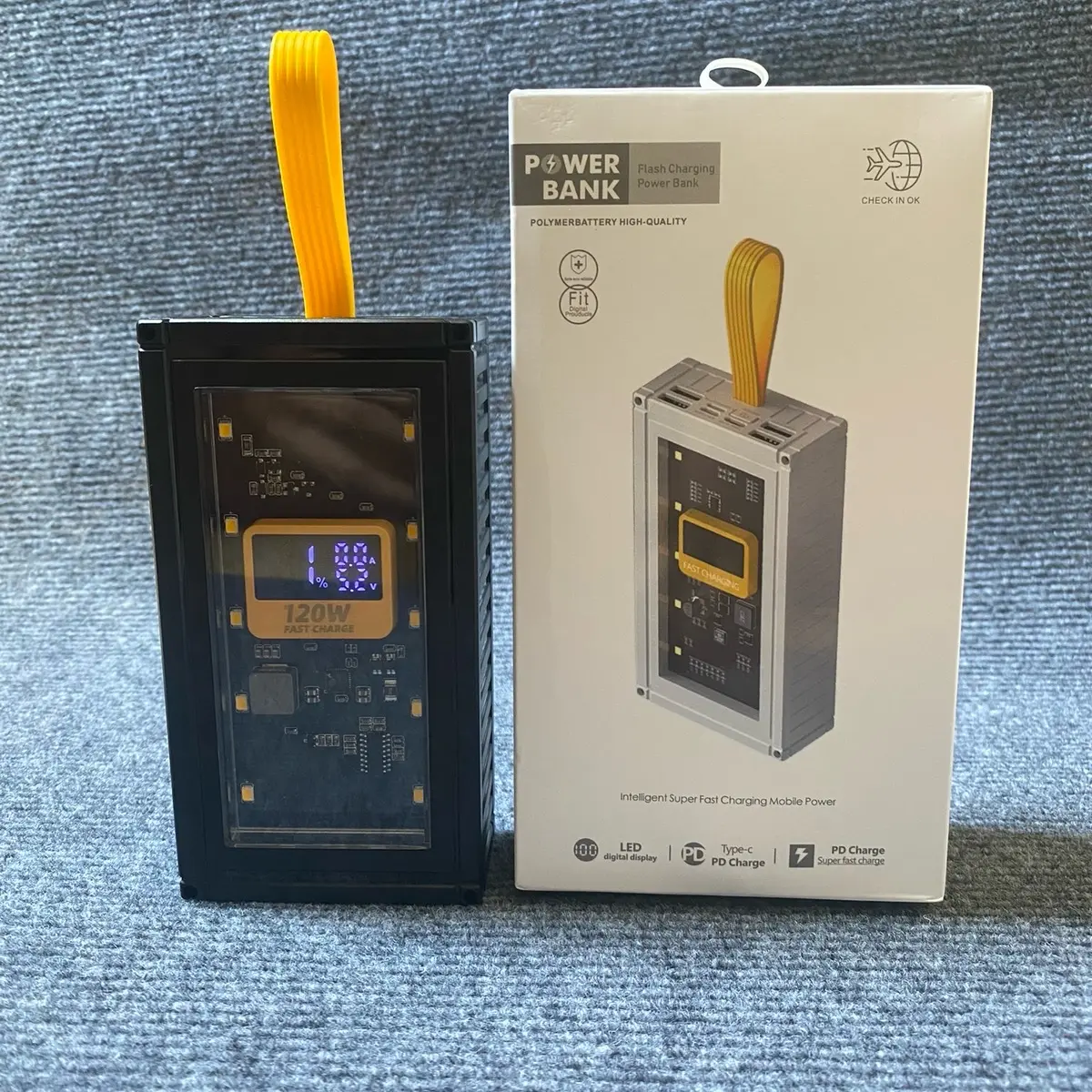 Sạc Dự Phòng Trong Suốt Có Đèn 120W - 20000Mah Hỗ Trợ Sạc Nhanh. Bảo Hành 3 Tháng