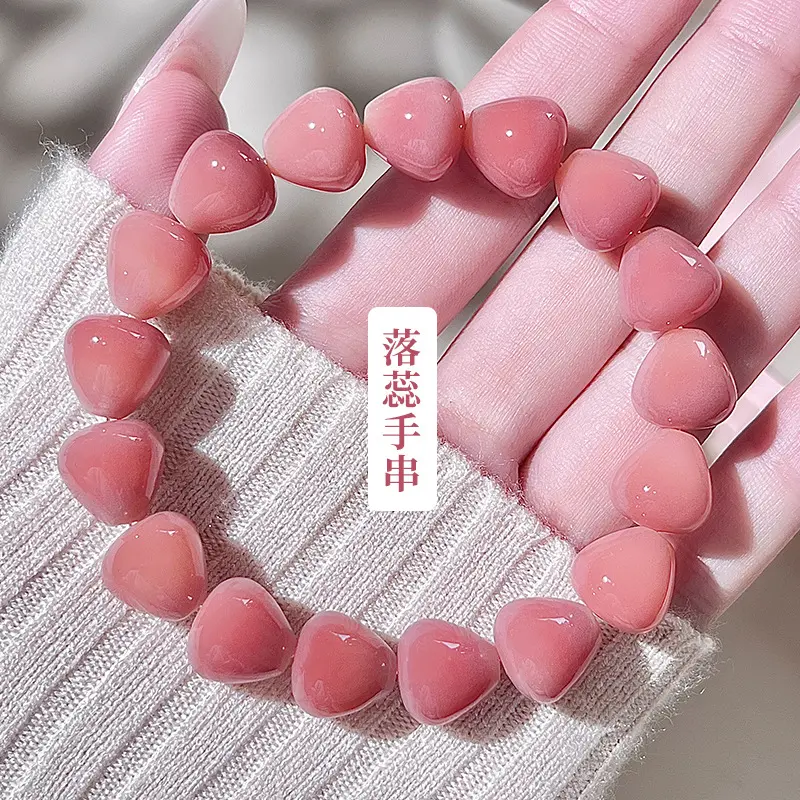 Vòng Tay Hình Giọt Nước Khắc Màu Hồng, Thích Hợp Cho Học Sinh, Có Thể Chơi Nhún Ngón Tay vòng tay  nữ 6