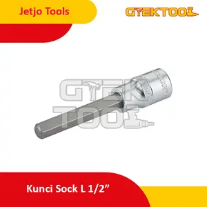 Jetjo Tools Hex Bit Socket 1/2" 4mm 5mm 6mm 8mm 10mm 12mm Kunci L Sok Panjang 100mm