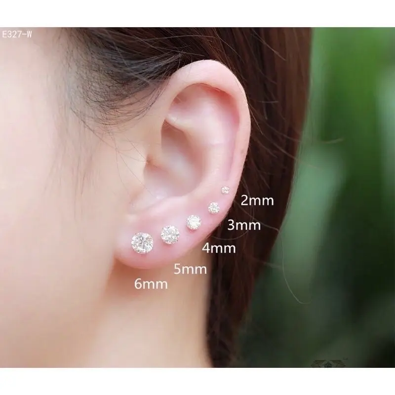 Anting tusuk permata satu titan putih