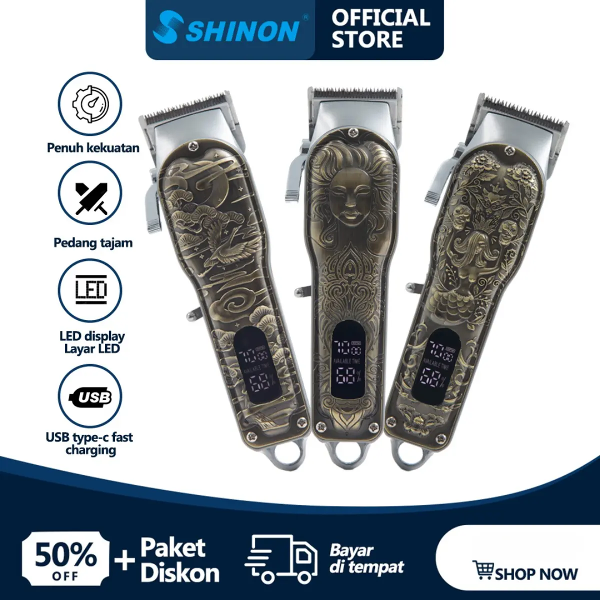 NIKAI Clipper Alat Pangkas Rambut Pria Barbershop Mesin Cukur Rambut Profesional Alat Potong Rambut Elektrik Cordless Sisir Kumis Jenggot Gunting mesin potong rambut original alat  cukur