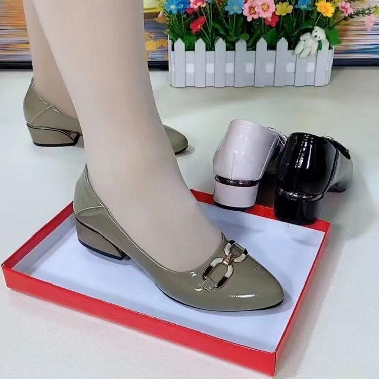 Giày Thời Trang Nữ, Phong Cách 400, Gót Chunky, Đế Mềm, Da Mềm, Mũi Tròn, Gót Giữa, Giày Cao Gót, Thích Hợp Cho Mùa Lò Xo Và Mùa Thu, Hàng Mới Về Năm 2024 4