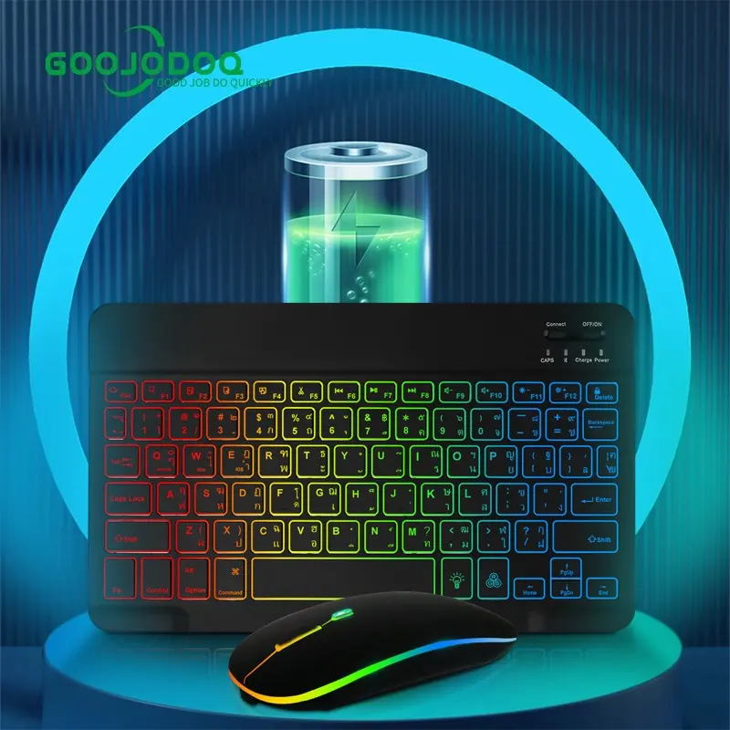 【GOOJODOQ*Linhan】 10 Inch Bluetooth Bàn phím chuột / Bàn phím máy tính xách tay có đèn LED không hỗ trợ chơi game trên điện thoại 1