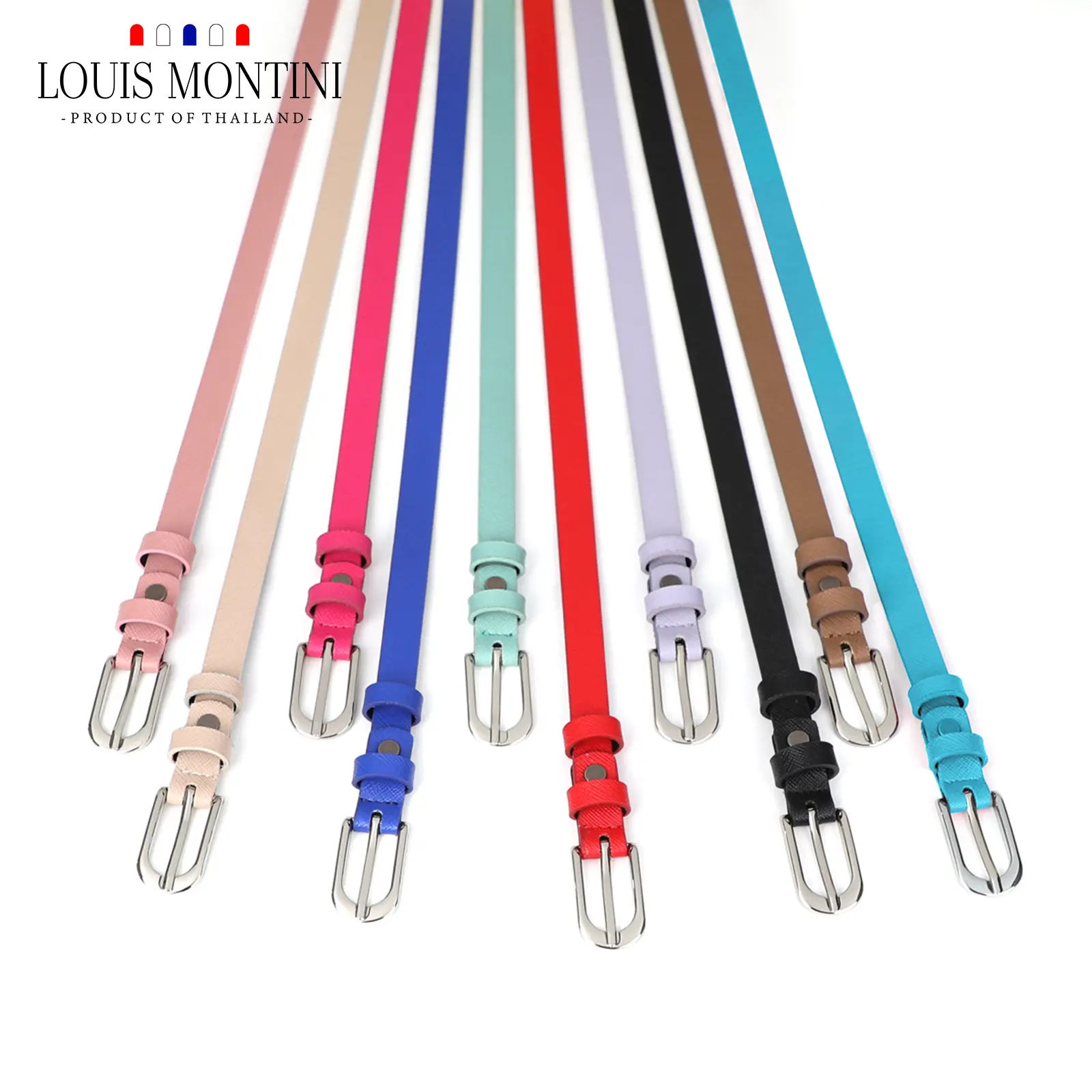 Thắt lưng nữ Louis Montini Thắt lưng thời trang Thắt lưng nữ PU thắt lưng MPU05 hình đầu dài (3)
