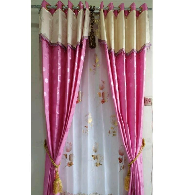 gorden embos polkadot pink/gorden cendela dan kusein - Shop | Tokopedia
