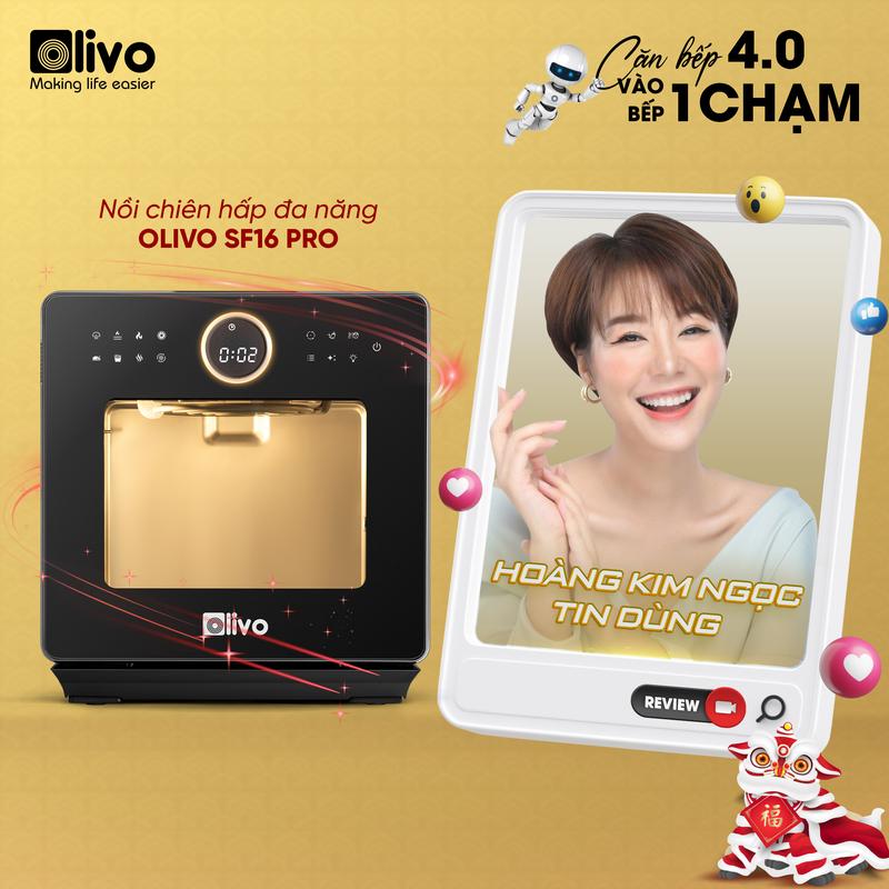 Nồi Chiên Hấp Đa Năng OLIVO SF16 PRO Bản Mới – 70 Chương Trình Cài Sẵn – Dung Tích 16L – Phụ Kiện Trục Xiên Quay – Công Suất 2800W