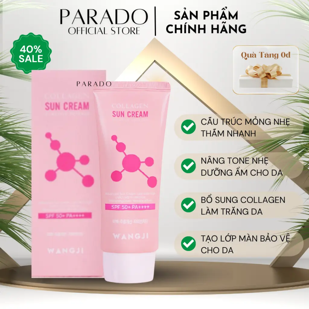 【Giá thành viên】Kem Chống Nắng Nâng Tone Wangji Collagen Sun Cream Spf 50+ PA ++++ 60ml Hàn Quốc