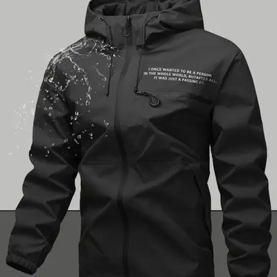 Letter Print Long Sleeve Velcro Jacket Letter Print Long Sleeve Velcro Jacket