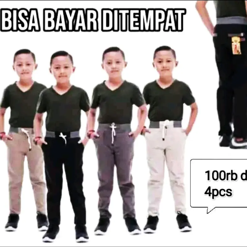 Paket Promo 4 Pcs Celana Panjang Anak 3 - 14 Tahun Celana Cowok Cewek Celana Polos Sd Smp Fashion 0