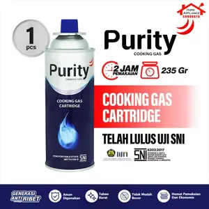 Purity Gas Tabung Portable 235 Gr - Butana Murni 99,5% SNI 8203:2017 untuk Kompor & Obor Gas - Api Biru Stabil 2 Jam Hemat