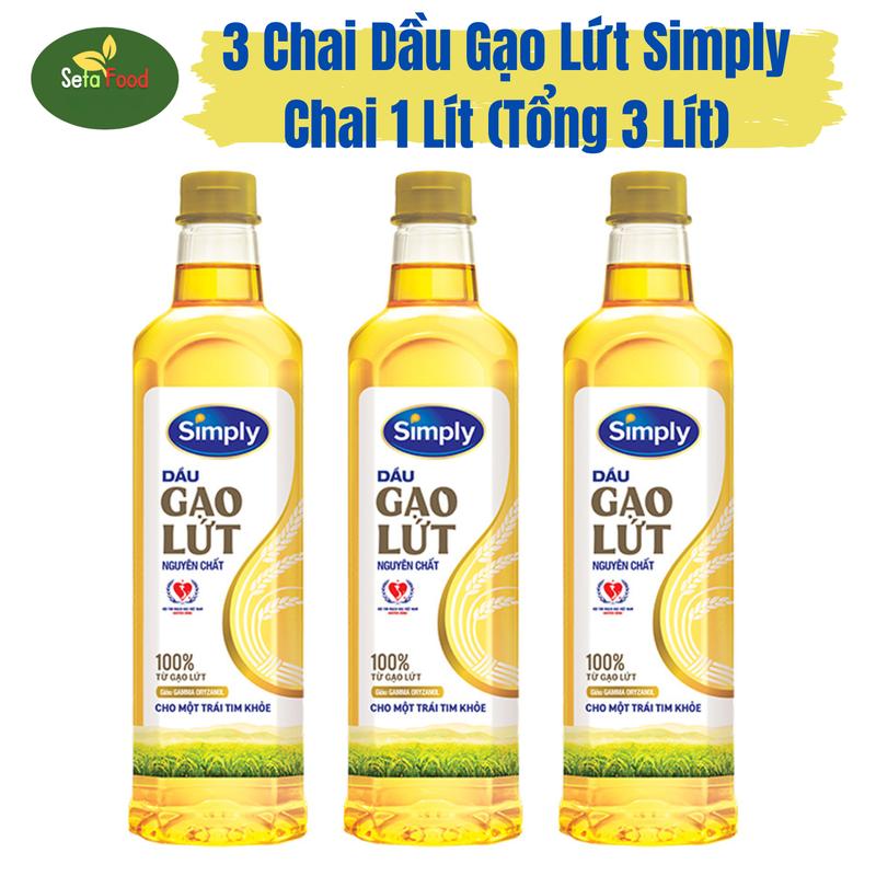 Dầu ăn Simply 3 Chai Dầu Gạo Lứt Simply Mỗi Chai 1 Lít Làm Từ Gạo Lức Nguyên Chất haidangdoo dầumỡ nguyên chất 100% không cholesterol