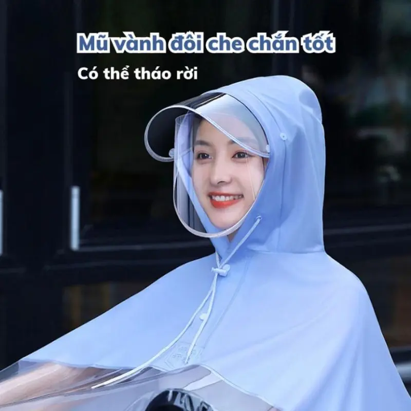 Áo mưa mẹ và bé có bọc gương AM04, nửa trước trong suốt  che phủ toàn thân, kèm kính chắn mưa cỡ 5XL 5