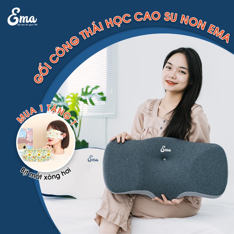 Gối công thái học Ema cao su non - Thiết Kế Nâng Đỡ Cổ Vai Gáy Hỗ Trợ Ngủ Nhanh - Chất Liệu Cao Su Non Cao Cấp & Vỏ Vải Băng Lạnh Siêu Mát - Hỗ Trợ Giảm Đau Mỏi Cổ Vai Gáy