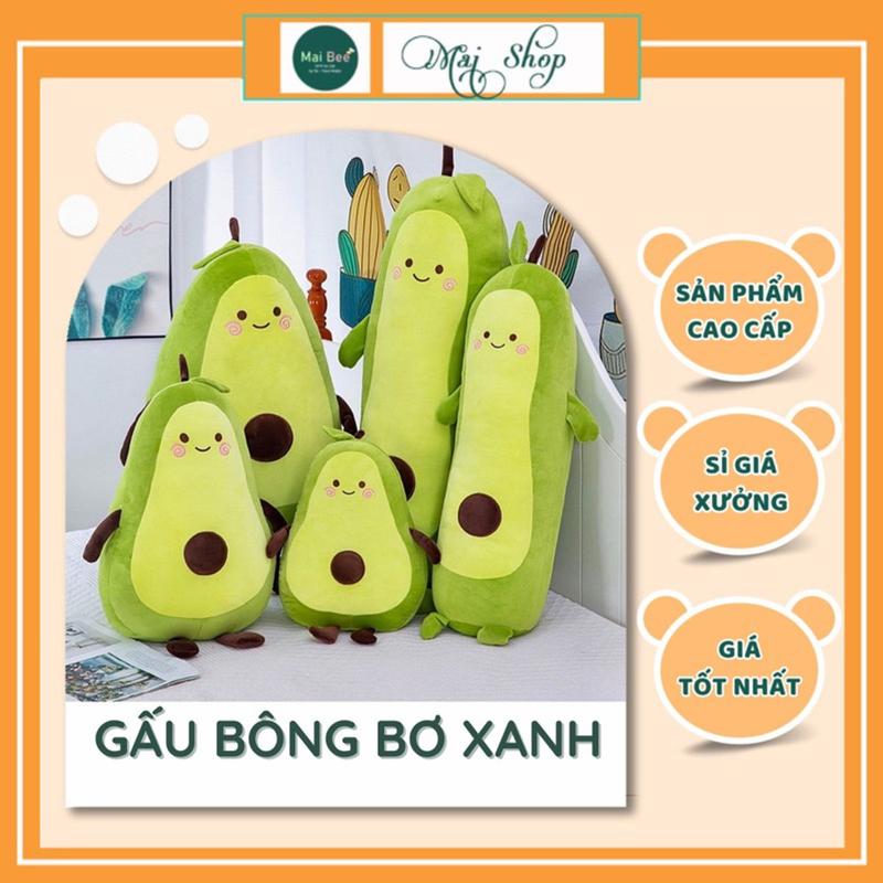 Gấu bông quả bơ dài, trái bơ xanh kute đáng yêu kt 75cm, Thú nhồi bông hàng cao cấp Maibee shop