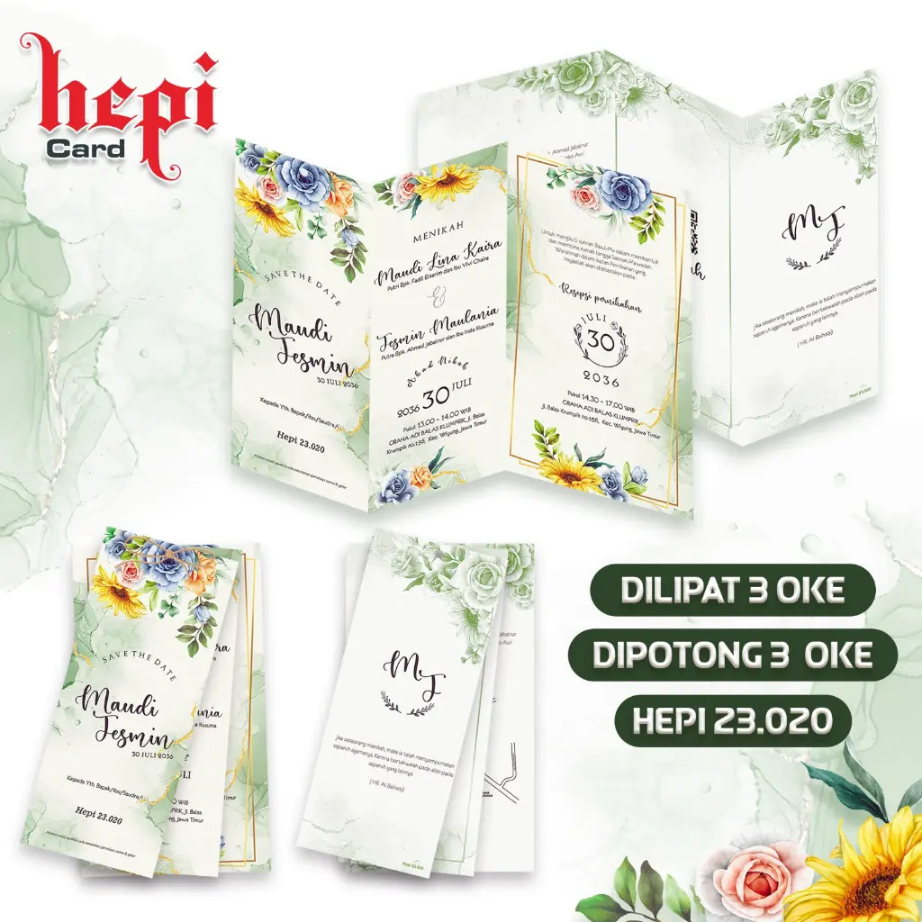Cetak Undangan Blangko undangan Hepi 23.020 | Blangko Undangan | Undangan Murah | Kertas Undangan Kosong Murah Plastik Card