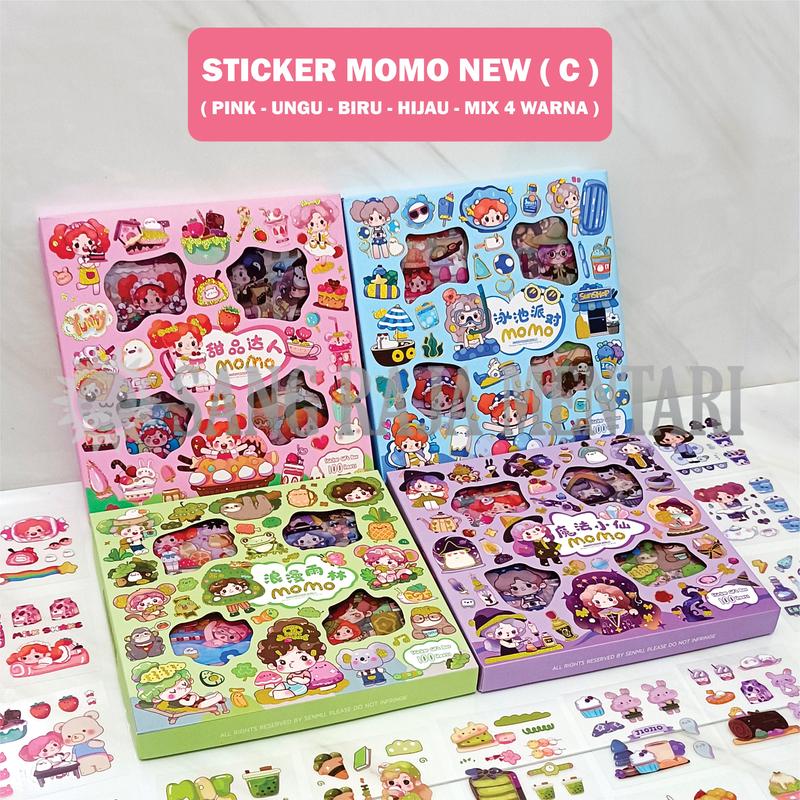 Stiker Momo Waterproof Dapat Box isi 100 Lembar | Sticker Kartun Korea Dekorasi Aesthetic Botol Minum Tumblr Viral Lucu Paper 1