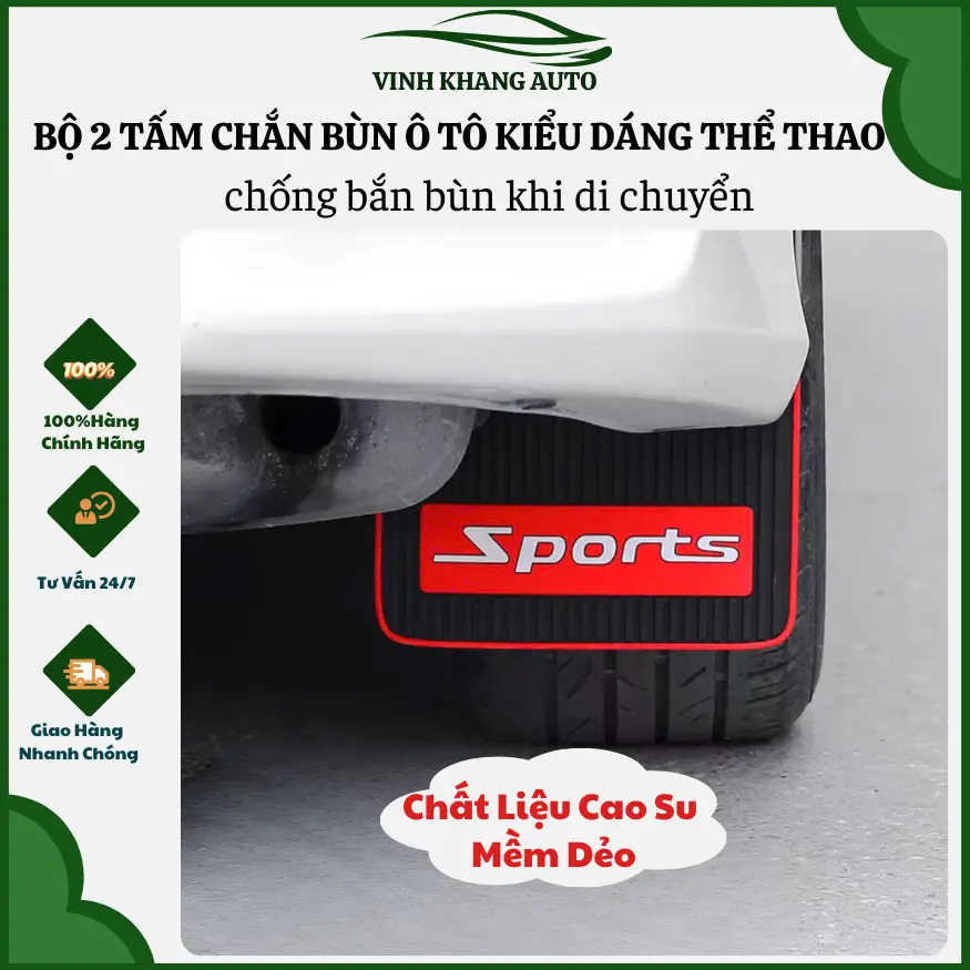 Bộ 2 Tấm Cao Su Chắn Bùn Ô Tô Chắn Nước Bùn Đất Văng Lên Xe Và Văng Lên Các Xe Khác [Tặng Kèm Ốc Vít]