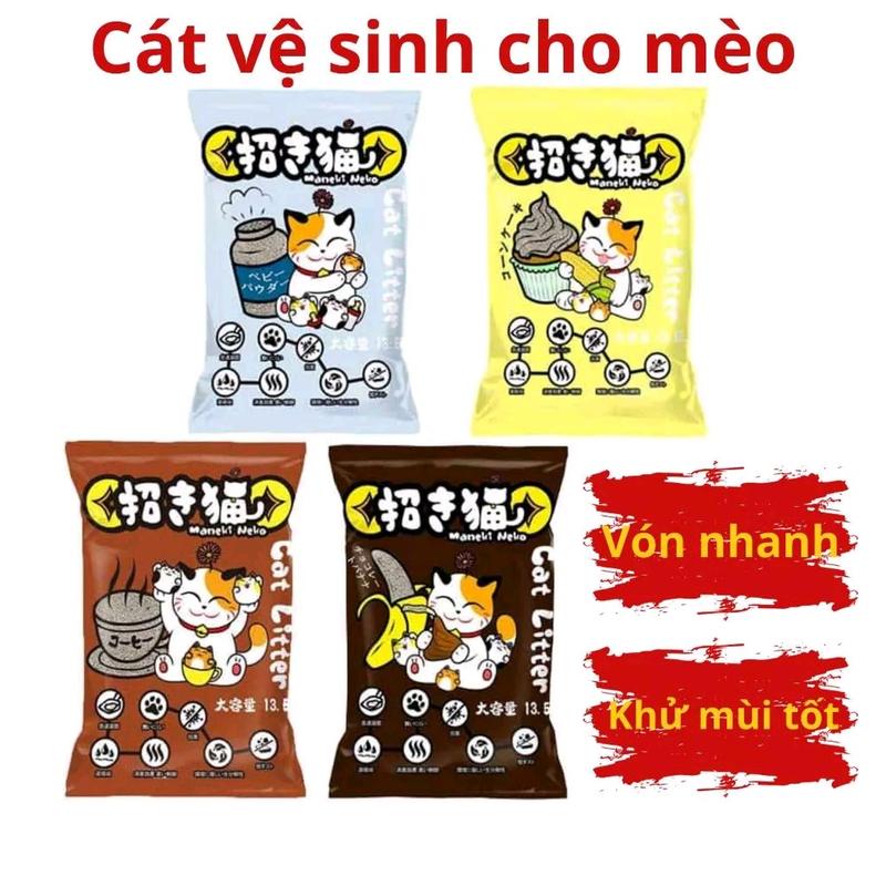 Cát Vệ Sinh Cho Mèo MANEKI NEKO Cat Litter Công Nghệ Nhật Bản Thấm hút Nhanh, Vón Cục Chắc, Khử Mùi Tốt Gói 5L Ngaupet
