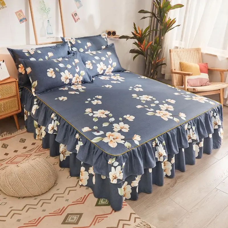Váy Ga Trải Giường Công Chúa, Phong Cách Hàn Quốc, Cùng Mảnh, Chống Trượt, Chăn Ga Trải Giường Ren Hai Mặt, Thích Hợp Cho Tất Cả Các Mùa, Ss242024 5