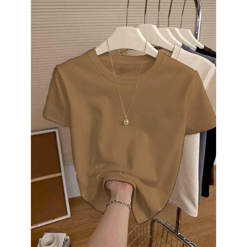 Basic short sleeve T-shirt women's summer solid color body T-shirt pure cotton clothes