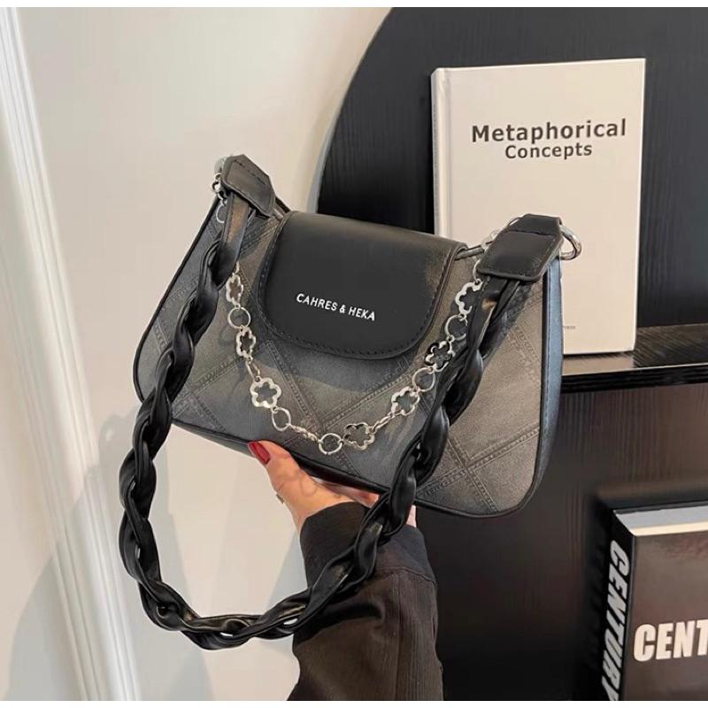 Túi Xách Nữ Đeo Chéo Túi Đeo Vai Quai Sam Phối Xích Phong Cách Hàn Quốc HT Store