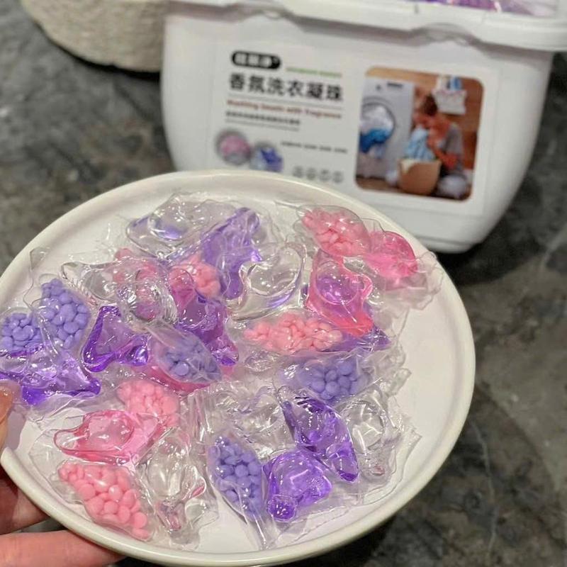 Hộp Viên Giặt Xả Tím Hồng Quần Áo Mềm Mại Thơm Dịu 3 In 1 - Làm Sạch 1