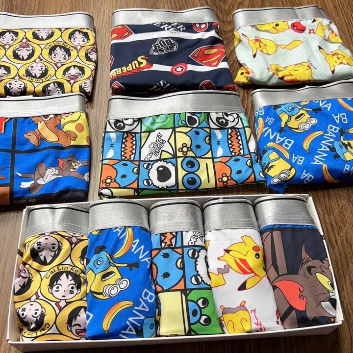 Quần Sịp Hoạt Hình Nam Thun Lạnh Co Dãn Bốn Chiều - Boxer, Quần Boxer Menswear Kem Nhung