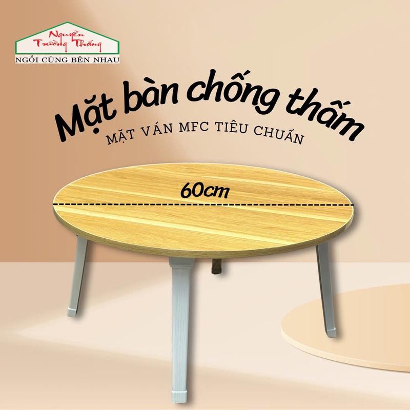 Bàn tròn sofa ngồi bệt, chống thấm, có thể gấp gọn - Bàn tròn decor vân gỗ cao cấp - Nguyễn Trường Thắng