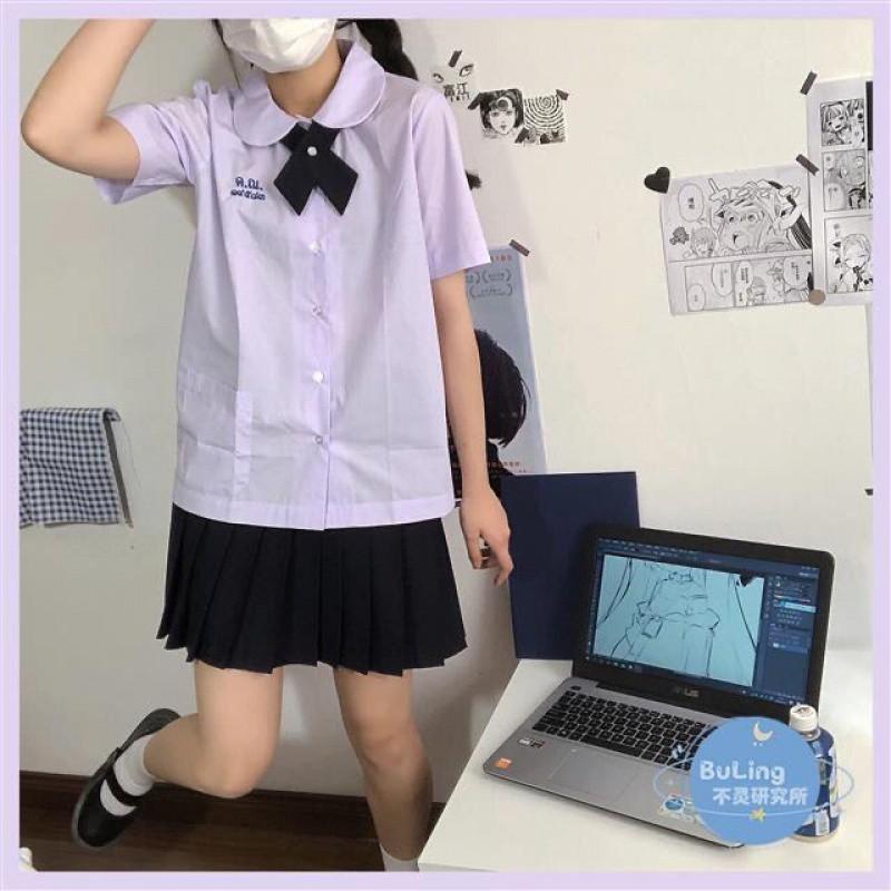 Product Introduction of College style school uniform JK lavender short-sleeved student shirt first love versatile round neck doll collar top girl 0