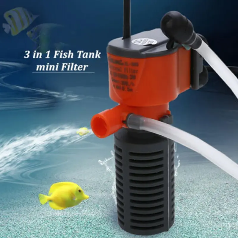 Máy lọc nước bể cá, với máy bơm tăng áp, để tăng lượng oxy, giải pháp lọc mini 3 trong 1, cho bể cá 1