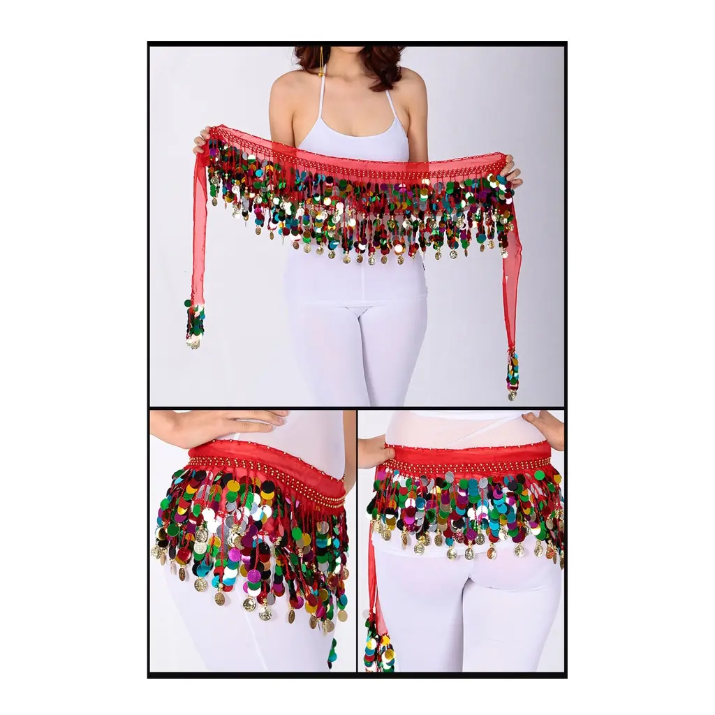 Kostum tarian perut KANGF dengan labuci yang elegan, selendang pinggul, tali pinggang, pakaian tarian tarian