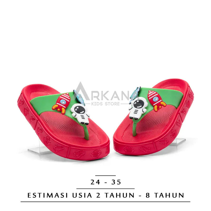 Oricon Sandal anak laki-laki Model Jepit karakter Astronout Lucu Terbaru 2 - 8 tahun Abu Biru 7