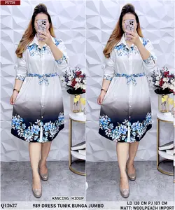 986 / 988 / 989 / 5037 / 5057 / 5077 DRESS TUNIK JUMBO KEKINIAN Q12636 Casual Melar
