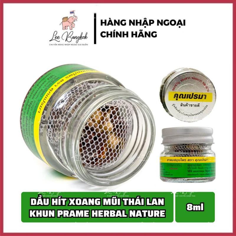 [HŨ NHỰA] Hũ Dầu Hít Xoang Mũi Khun Prame Khunprame Herbal Natural Tròn Thảo Mộc Thái Lan Tốt Cho Viêm Mũi Dị Ứng 8ml