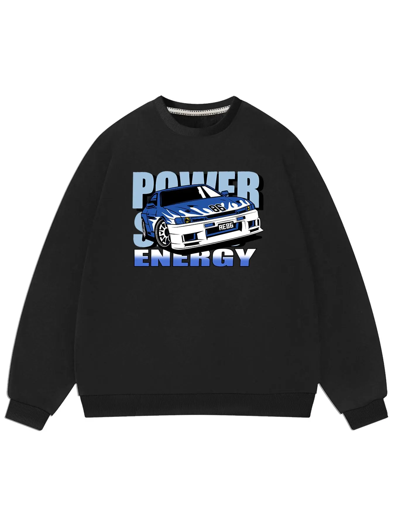 Men's Regular Fit Car Print Round Neck Sweatshirt, Casual Long Sleeve Crew Neck Pullover for Fall & Winter, Fashion Men's Top for Daily Wear