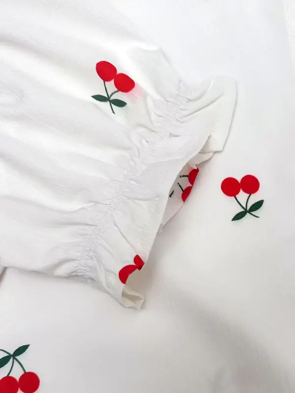 Women's Cherry Print Button Front Shirt, Casual Short Sleeve Top for Summer, Ladies Clothes for Daily Wear 3