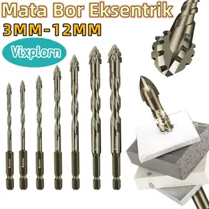 Vixplorn 6-12MM Hss Twist Drill Mata Bor Set 4PCS Multifungsi/Mata Bor Baja Tungsten Superkeras Drill Bit/Mata Bor Kaca Keramik Granit Ubin