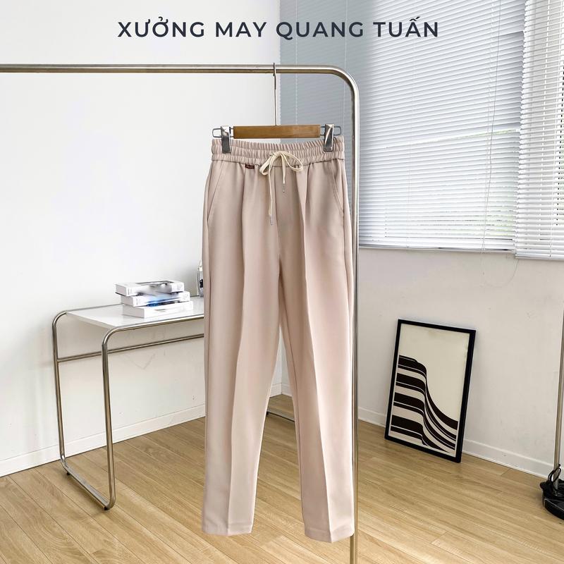 CÓ BIGSIZE Quần âu cạp lưng chun XMQT form baggy chất tuyết mưa form baggy tôn dángNam Menswear Pants 3 Màu đen be ghi. Trơn Ôm gọn xl thường có thể giặt máy tối giản đời thường thanh lịch quần dài