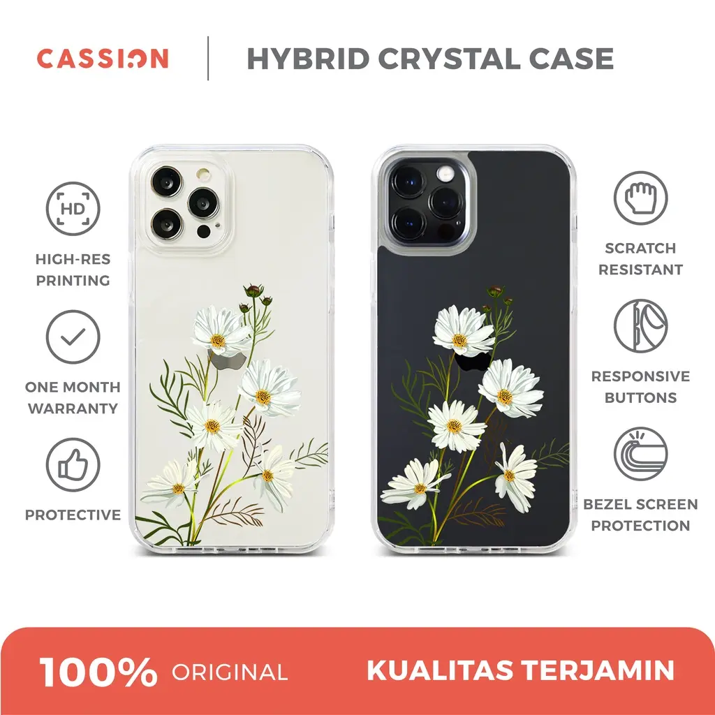 Cassion Daisy Flowers Hybrid Crystal Case iPhone 16 15 14 Plus 13 12 Mini 11 Pro Max XR XS MAX 7 Plus 8 Plus