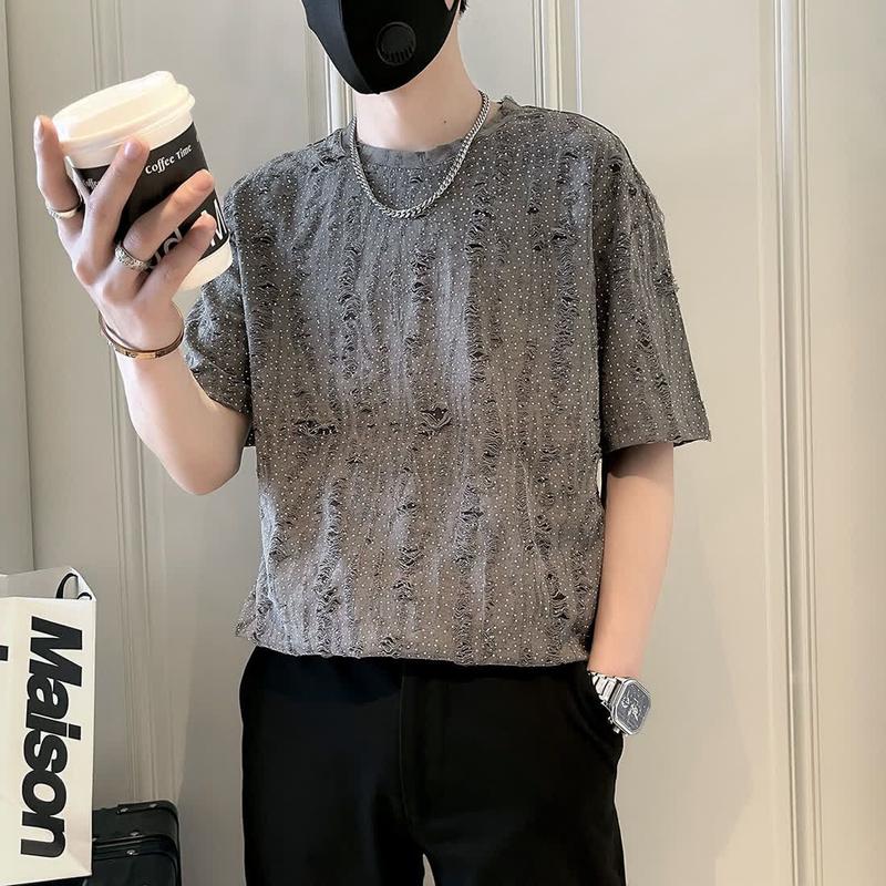 Áo Thun Rách Thương Hiệu Thời Trang Pu Shuai, Dành Cho Nam Giới ...