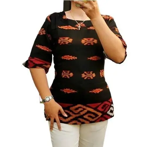 atasan blouse baju kantor/ baju wanita/ tenun motif etnik atta ethnik Katun 1