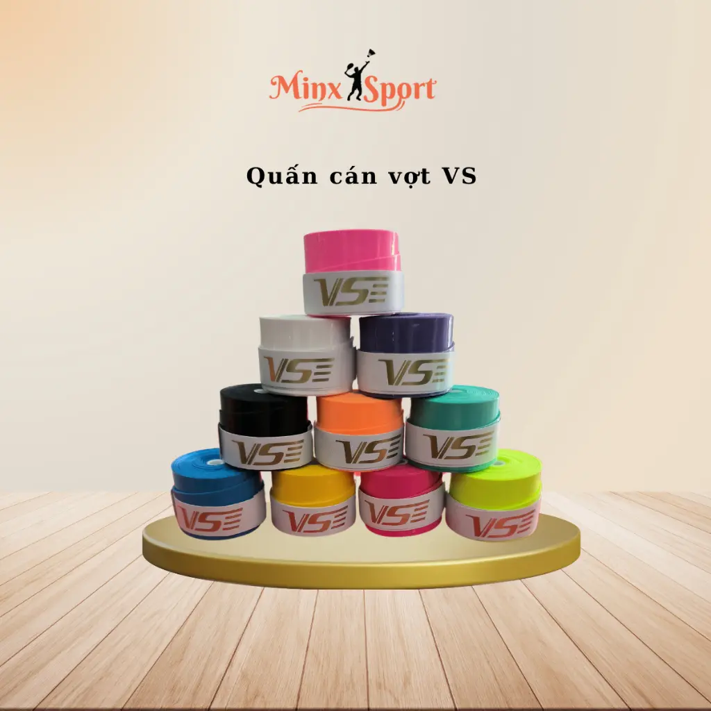 Quấn cán vợt VS trơn - Quấn tay vợt cầu lông và tennis dày dặn giúp cầm nắm êm ái, chắc tay - Mã VG002 - Minx Sport