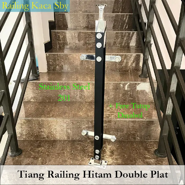 TIANG RAILING TANGGA KACA STAINLESS MODEL DOUBLE PLAT HITAM - Shop ...