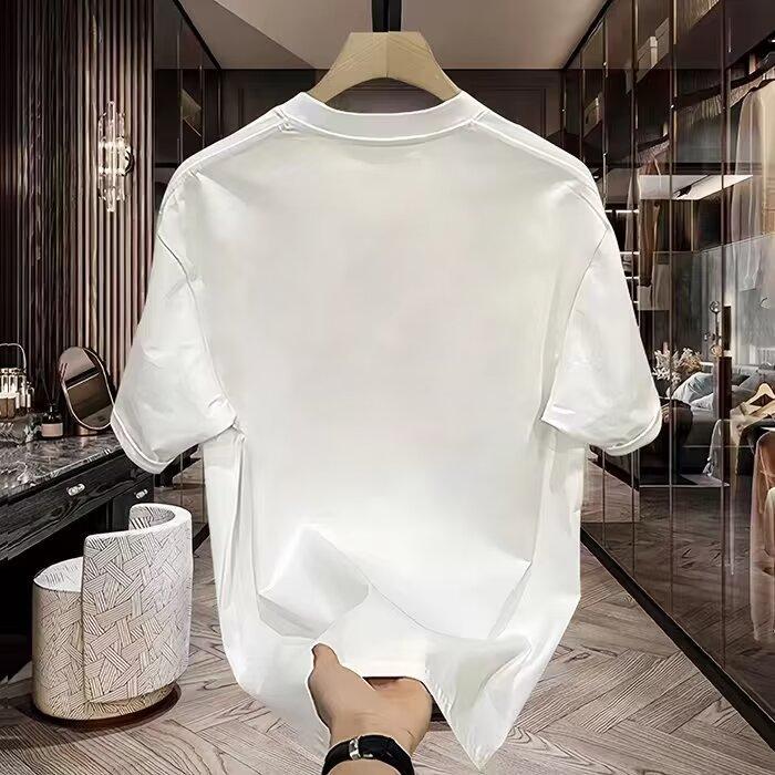Product Introduction of Cotton 250gsm summer short sleeved T-shirt for men, casual, trendy, fashionable, printed T-shirt, round neck, sports, breathable 5