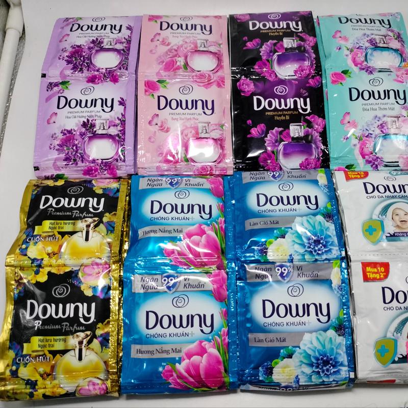 Set 5 dây dây 10 hoặc 12 gói nước xả vải Downy 18ml gói mix hương - Làm mềm vải đánh bật mùi mồ hôi khó chịu - Làm Sạch
