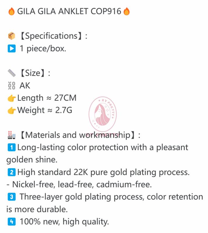 Product Introduction of GILA GILA ANKLET COP916 Length 27CM Weight 2.7G - Real Gold Plated Jewelry - Durable - Hypoallergenic - Titanium - XYPRETTY 0