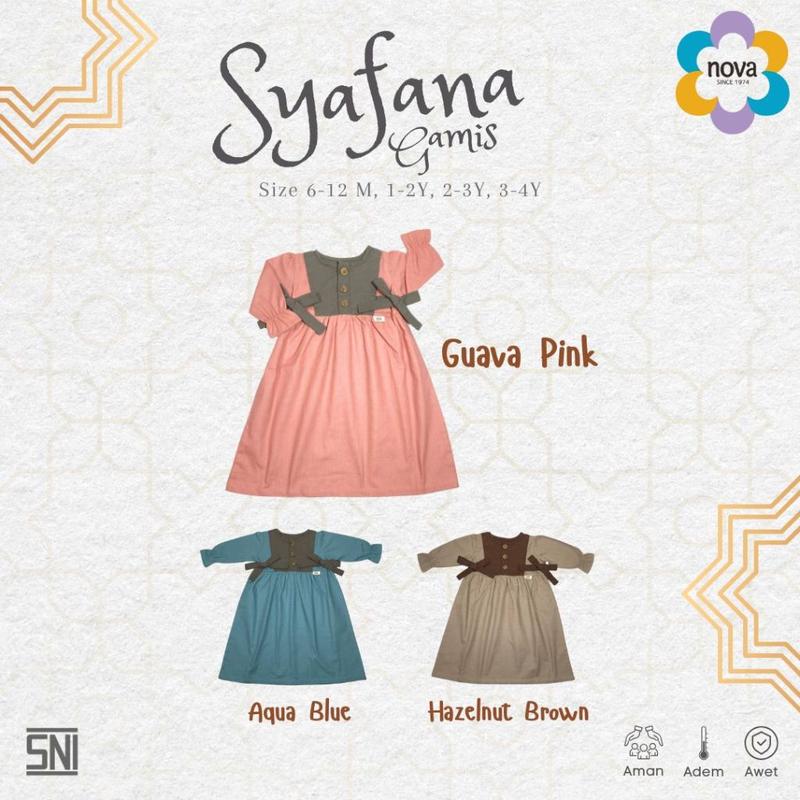 NOVA Pakaian Muslim Bayi dan Anak - Gamis Bayi Dan Anak Perempuan  6 Bulan - 4 Tahun ( 1 Pcs) - Syafana Gamis 3