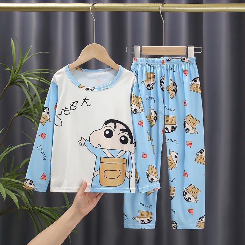 Bộ Đồ Mặc Nhà Trẻ Em, Phong Cách Hàn Quốc, Dành Cho Bé Gái Và Bé Trai, Bộ Dài Tay, Mỏng Và Dễ Thương, Thích Hợp Cho Mùa Hè, Bộ Đồ Điều Hòa Không Khí, Hàng Mới Về 4