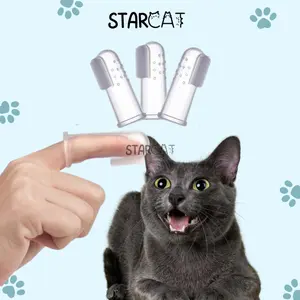 SC Sikat Gigi Jari Hewan Kucing Silikon Pembersih Grooming
