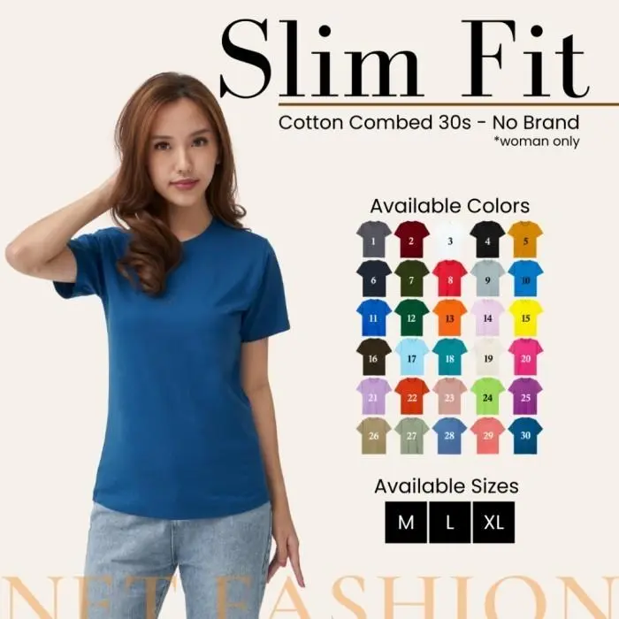 KAOS SLIMFIT POLOS WANITA ONECK COTTON COMBED 30S - BAJU KAOS LENGAN PENDEK SLIM FIT SIZE XS XL AN H4